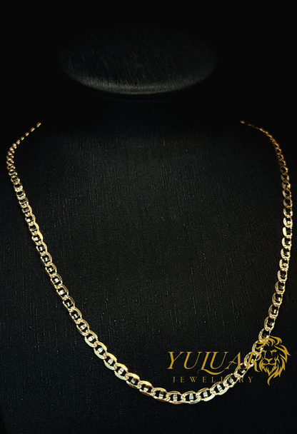 14K ANCHOR LINK TWO-TONES CHAIN 4.5MM