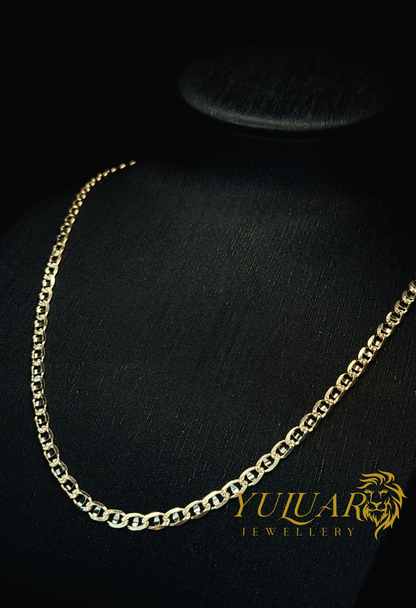 14K ANCHOR LINK TWO-TONES CHAIN 4.5MM