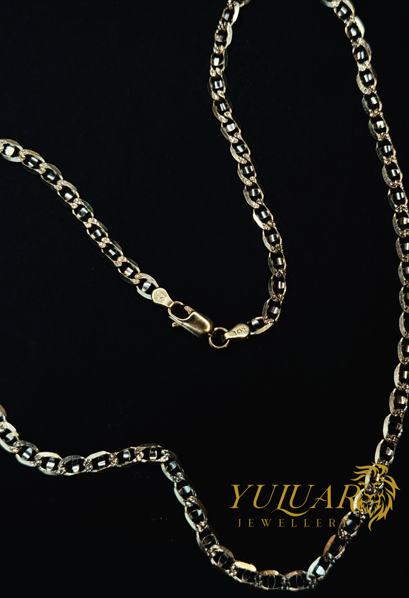 14K ANCHOR LINK TWO-TONES CHAIN 4.5MM