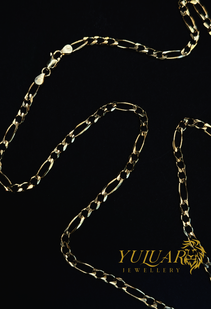 14K SOLID FIGARO CHAIN 4MM