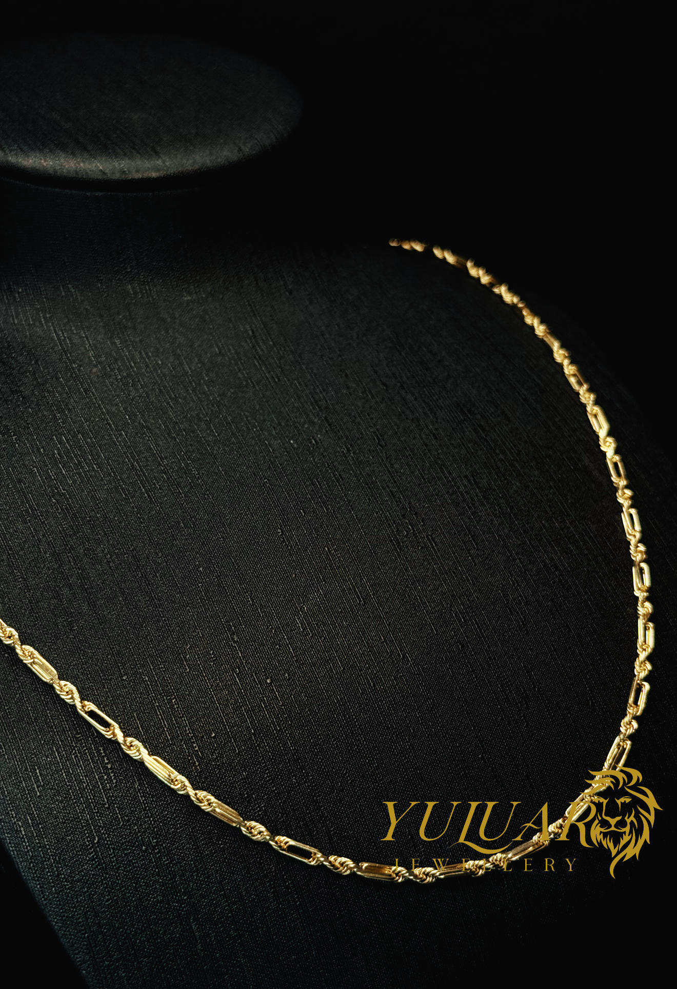 14K SOLID ROPE FIGARO CHAIN