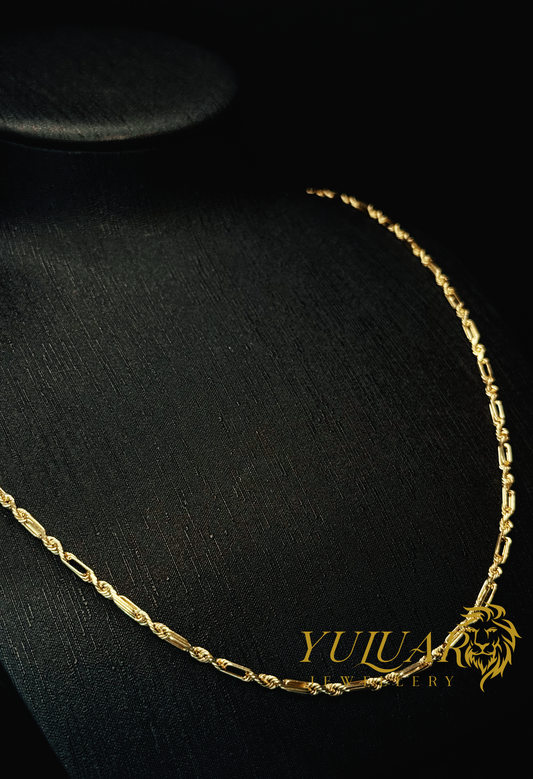 14K SOLID ROPE FIGARO CHAIN