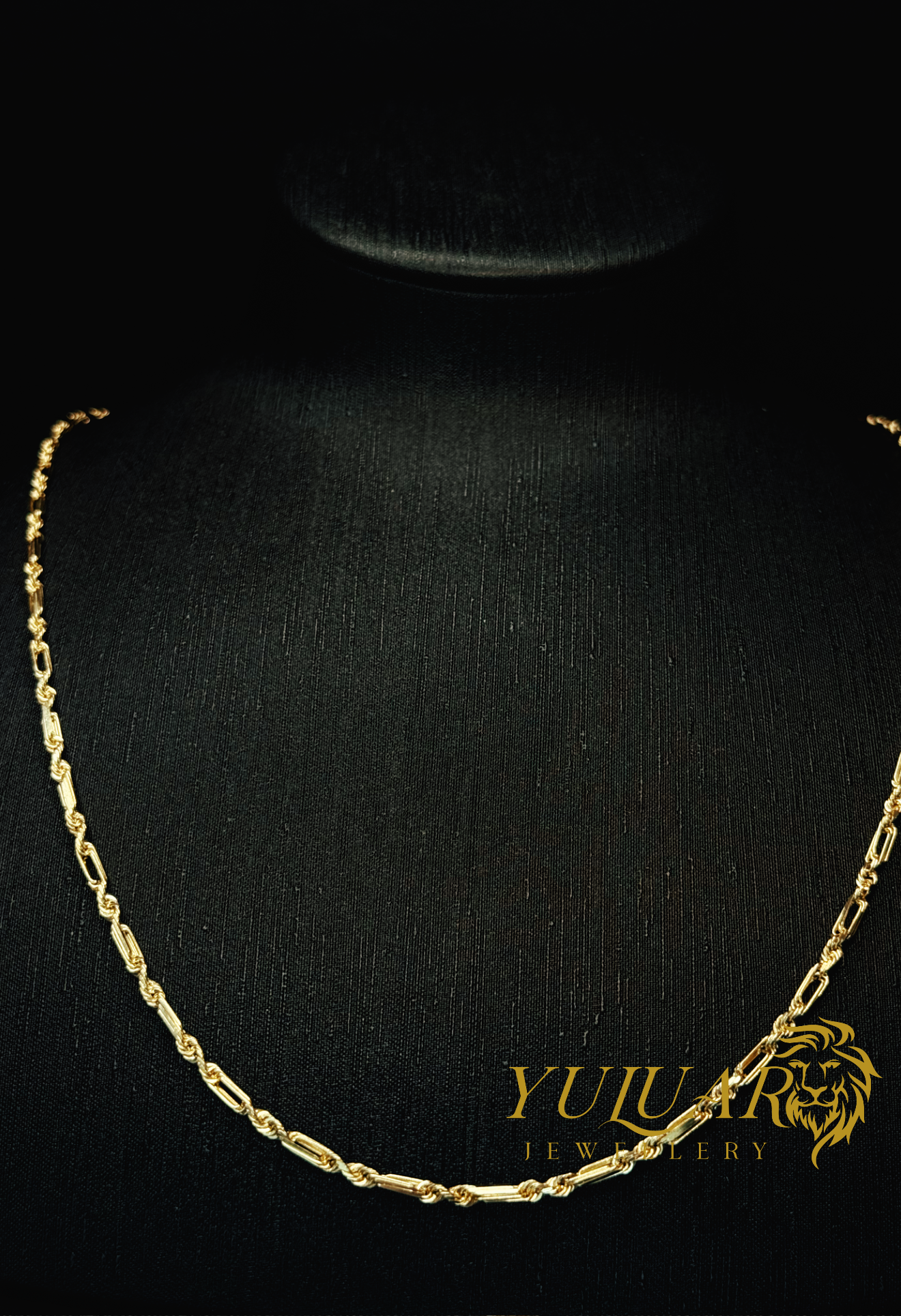 14K SOLID ROPE FIGARO CHAIN
