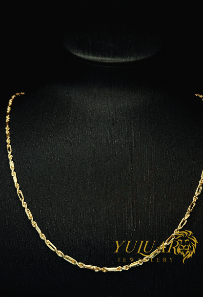 14K SOLID ROPE FIGARO CHAIN