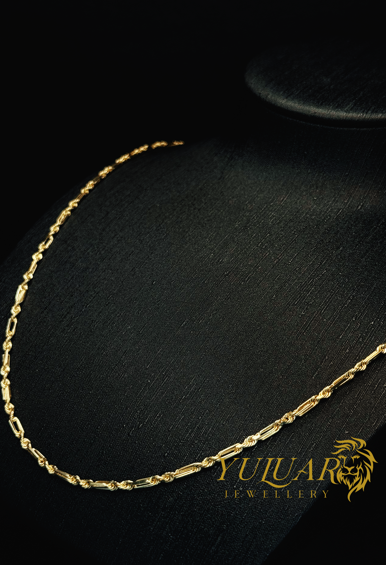 14K SOLID ROPE FIGARO CHAIN