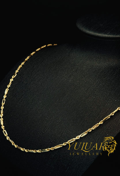14K SOLID ROPE FIGARO CHAIN