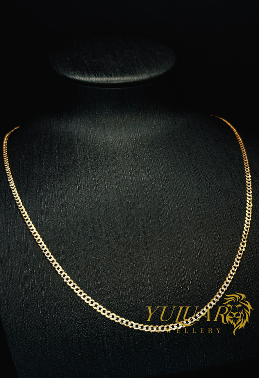 14K CURB DIAMOND CUT TWO-TONES CHAIN