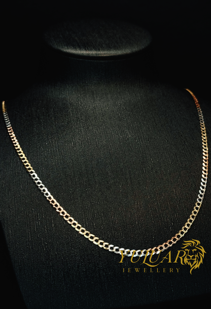 14K CURB DIAMOND CUT CHAIN 3MM
