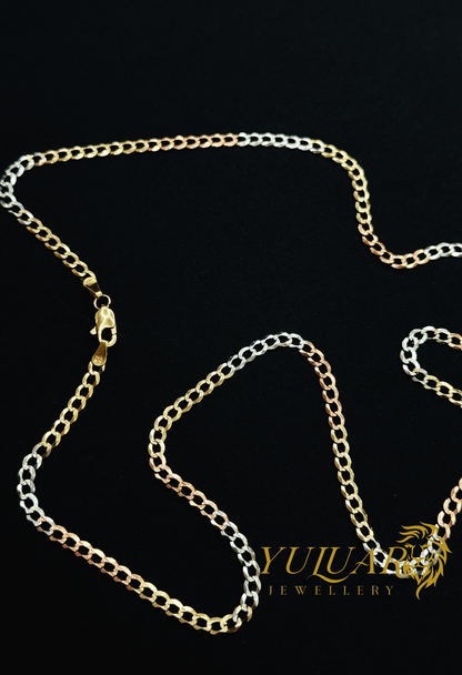 14K CURB DIAMOND CUT CHAIN 3MM