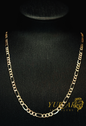 14K TRI-COLOR DIAMOND CUT FIGARO CHAIN