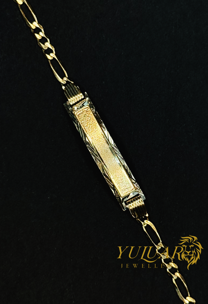 14K BABY FIGARO LINK ID BRACELET