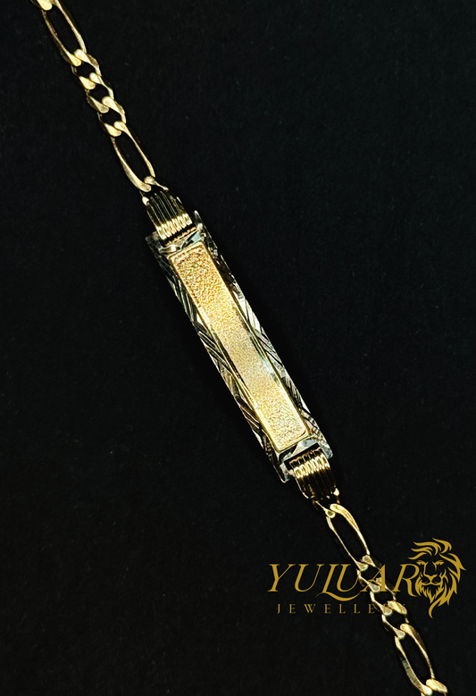 14K BABY FIGARO LINK ID BRACELET