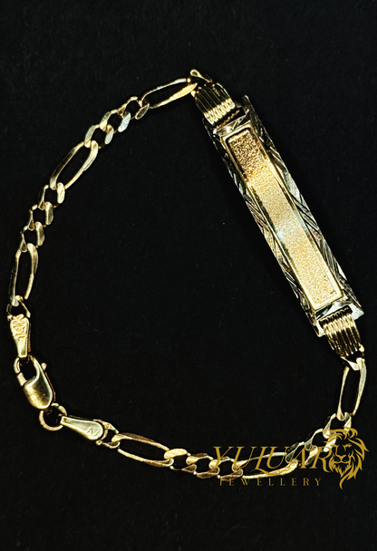 14K BABY FIGARO LINK ID BRACELET