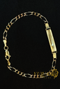 14K BABY FIGARO ID BRACELET TRI-COLOR