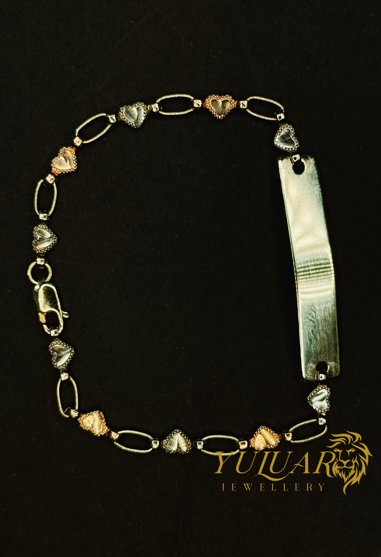 14K BABY TRI-COLOR HEART ID BRACELET