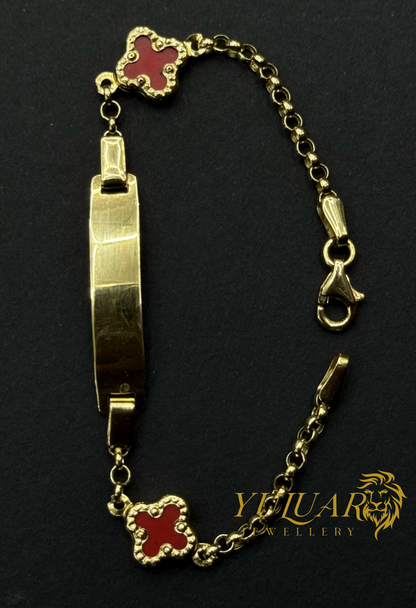 14K BABY CLOVER ID BRACELET