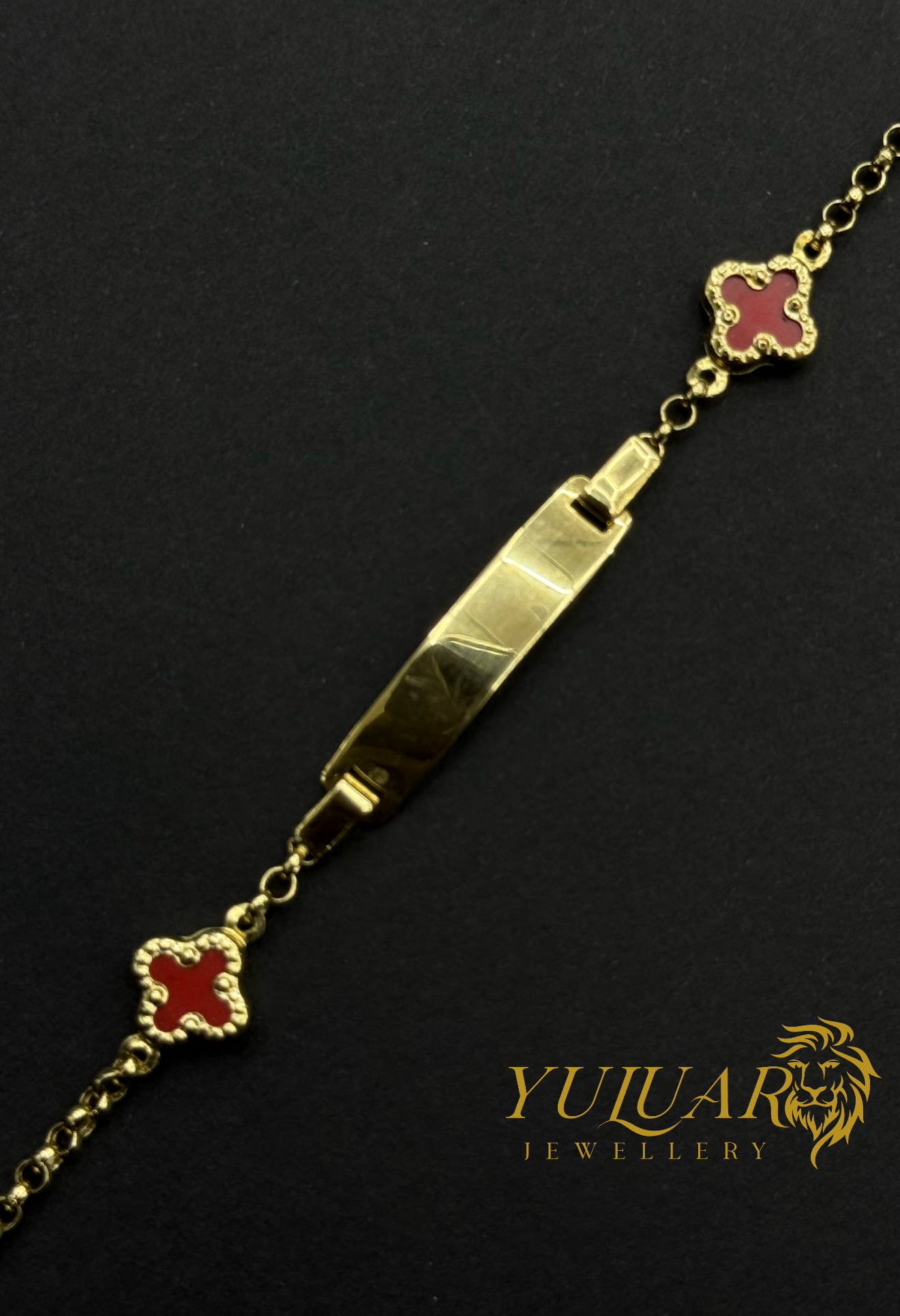 14K BABY CLOVER ID BRACELET