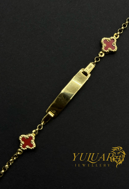 14K BABY CLOVER ID BRACELET