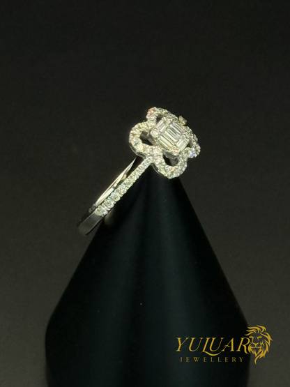 Women’s 14K White Gold Floral Natural Diamond Ring .30 Carats