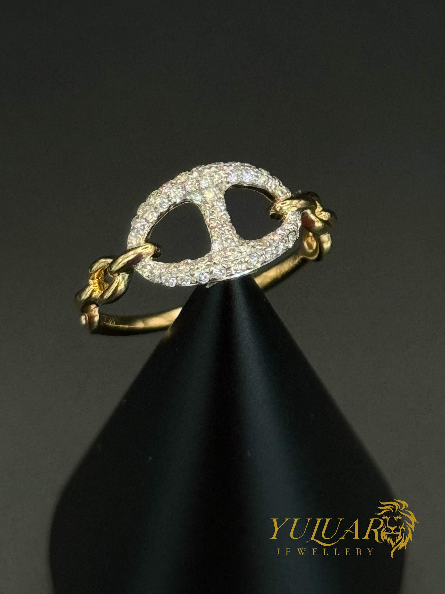 18K Yellow Gold Buckle Pendant with .22 Carats Natural Diamonds