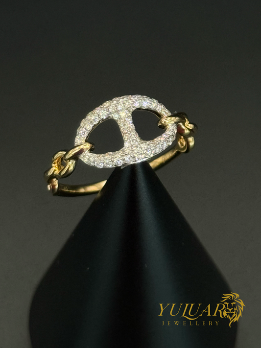 18K Yellow Gold Buckle Pendant with .22 Carats Natural Diamonds