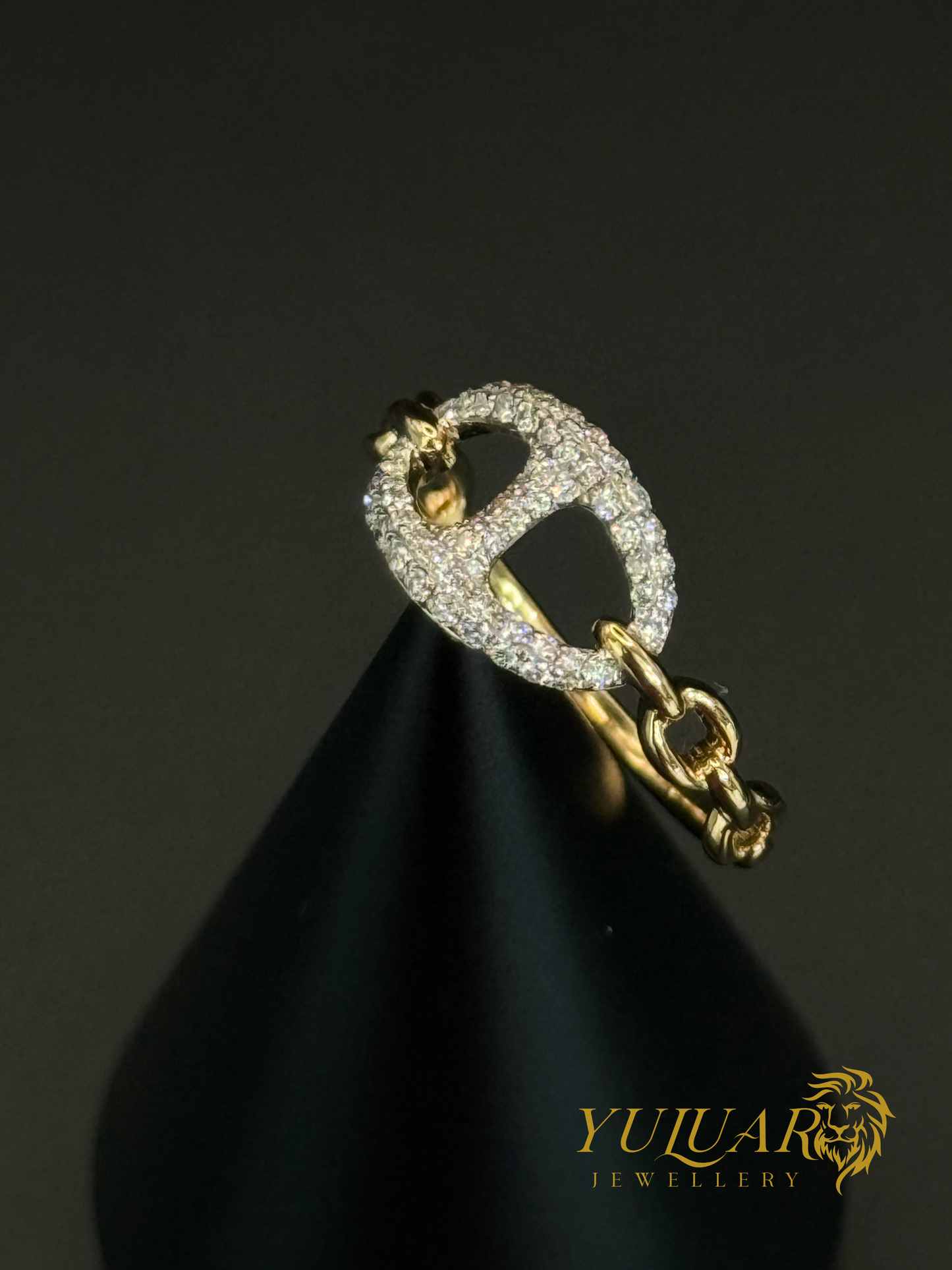 18K Yellow Gold Buckle Pendant with .22 Carats Natural Diamonds