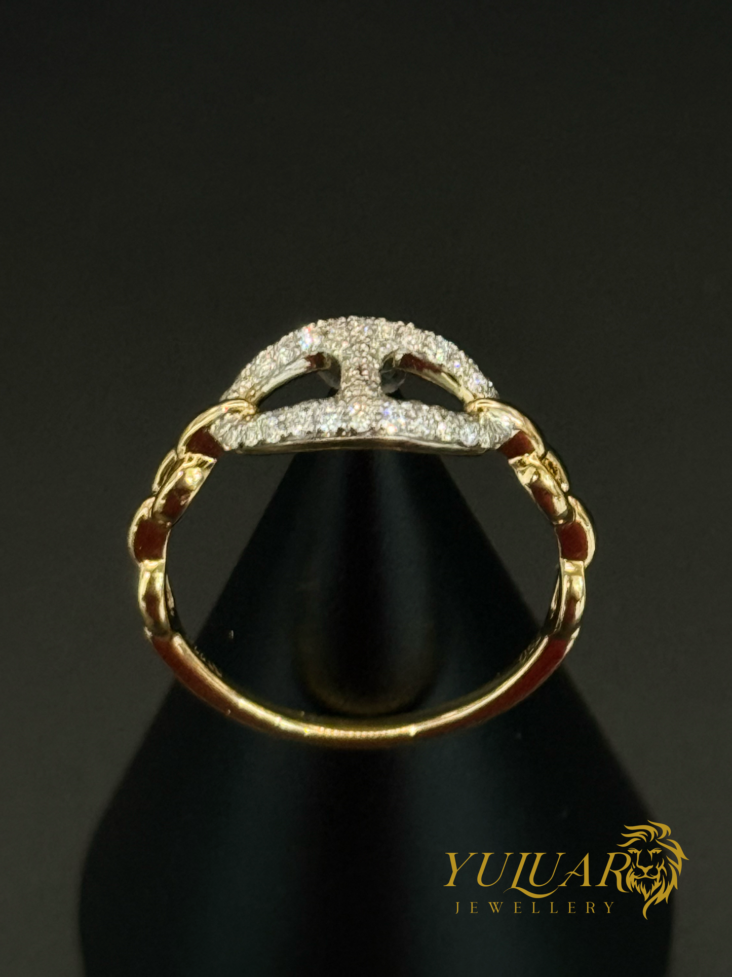 18K Yellow Gold Buckle Pendant with .22 Carats Natural Diamonds