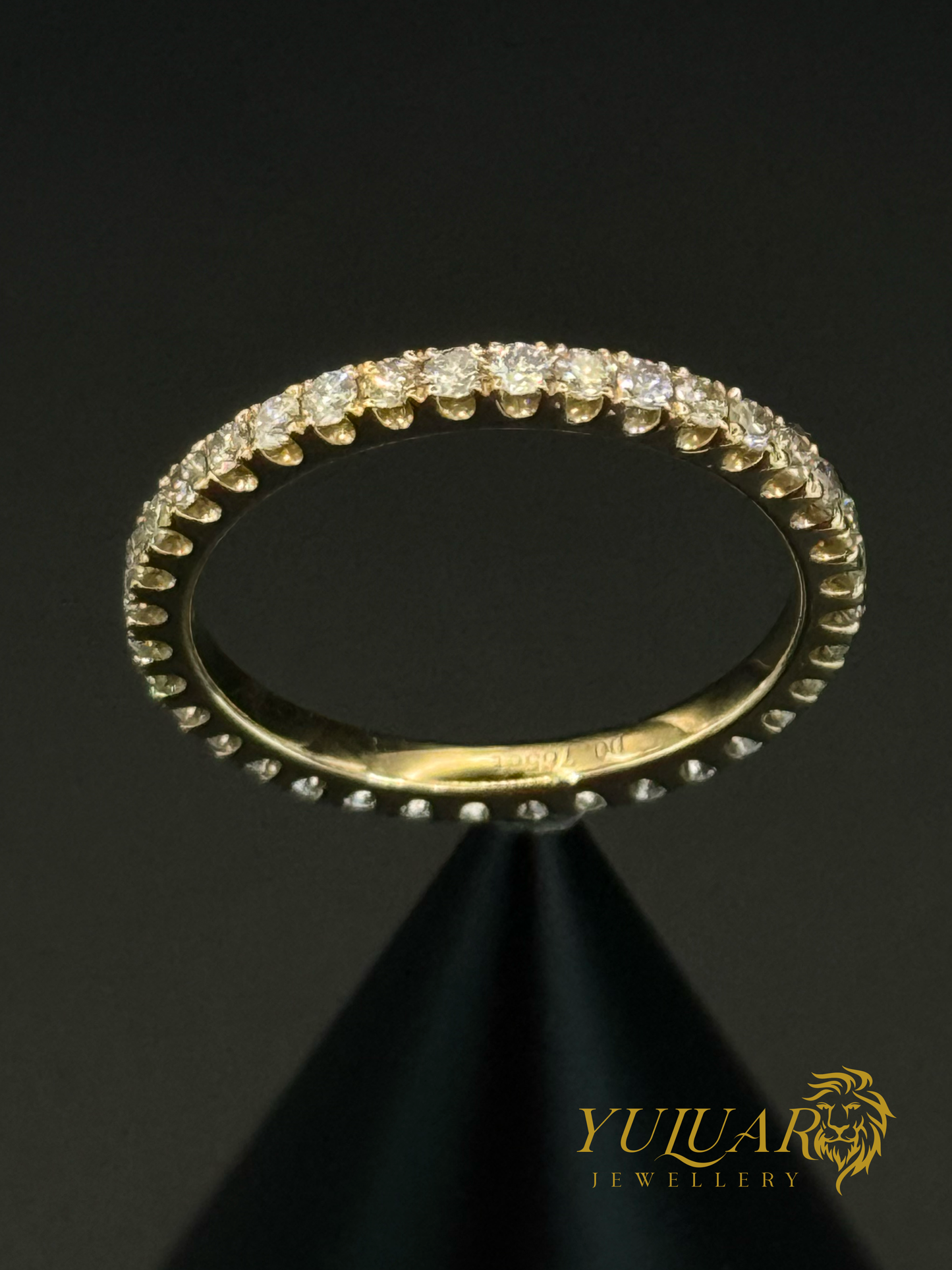 14K Yellow Gold Full Eternity Natural Diamond Ring 0.77 Carats