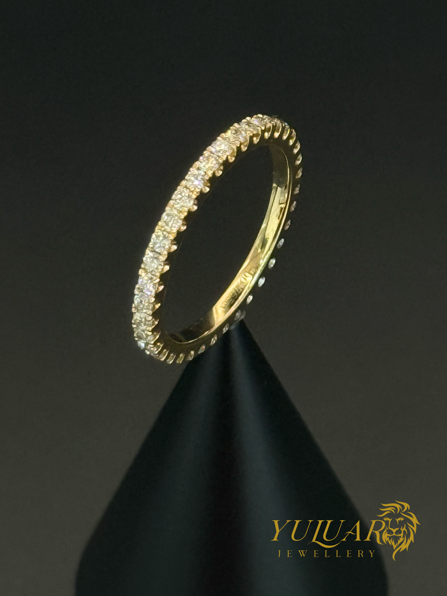 14K Yellow Gold Full Eternity Natural Diamond Ring 0.77 Carats
