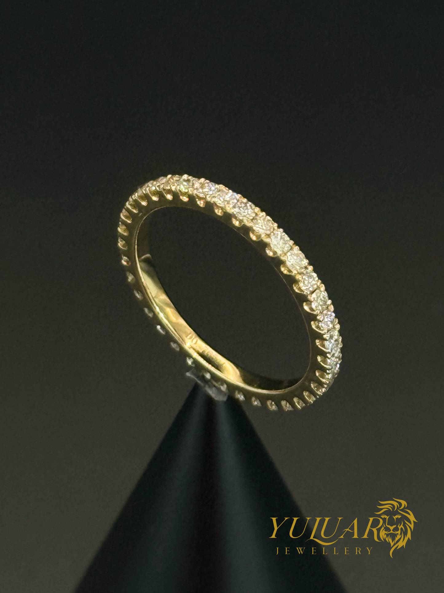 14K Yellow Gold Full Eternity Natural Diamond Ring 0.77 Carats