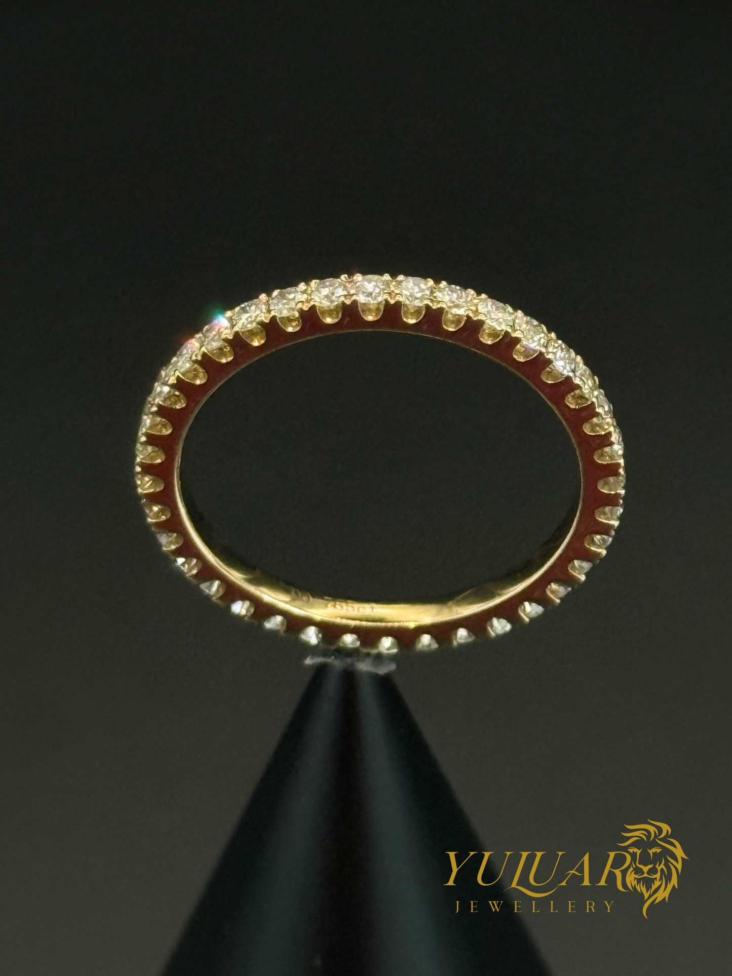14K Yellow Gold Full Eternity Natural Diamond Ring 0.77 Carats