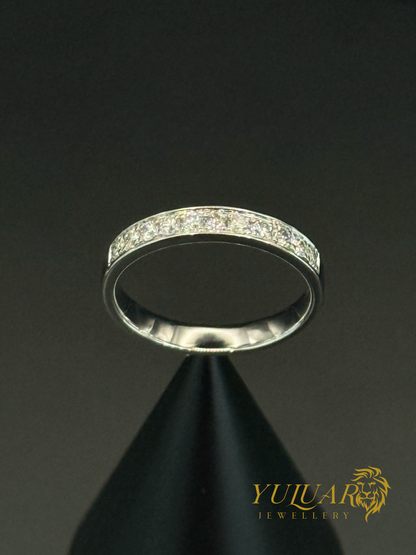 14K White Gold Channel-Set Natural Diamond Band 0.36 Carats