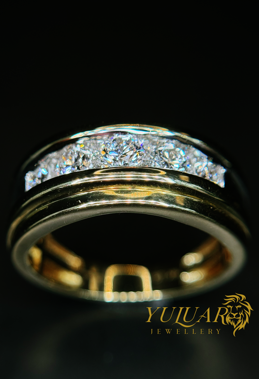 1.19 CT TW ROUND BRILLIANT CERTIFIED LAB-GROWN DIAMOND MEN'S WEDDING BAND RING IN 14K YELLOW GOLD (G-H/VS)