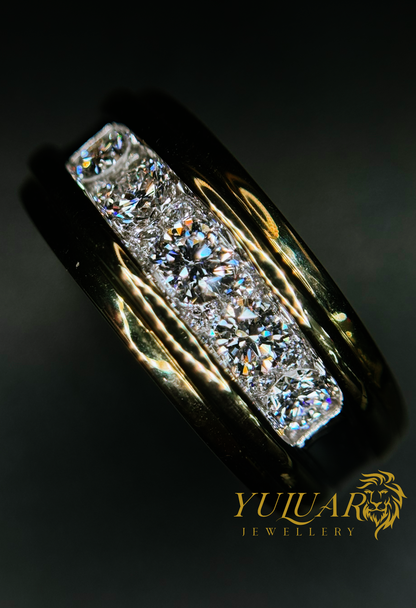 1.19 CT TW ROUND BRILLIANT CERTIFIED LAB-GROWN DIAMOND MEN'S WEDDING BAND RING IN 14K YELLOW GOLD (G-H/VS)