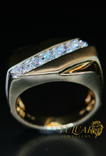 1.01 CT TW ROUND BRILLIANT CERTIFIED LAB-GROWN DIAMOND MEN'S RING IN 14K TWO TONES GOLD (G-H/VS)