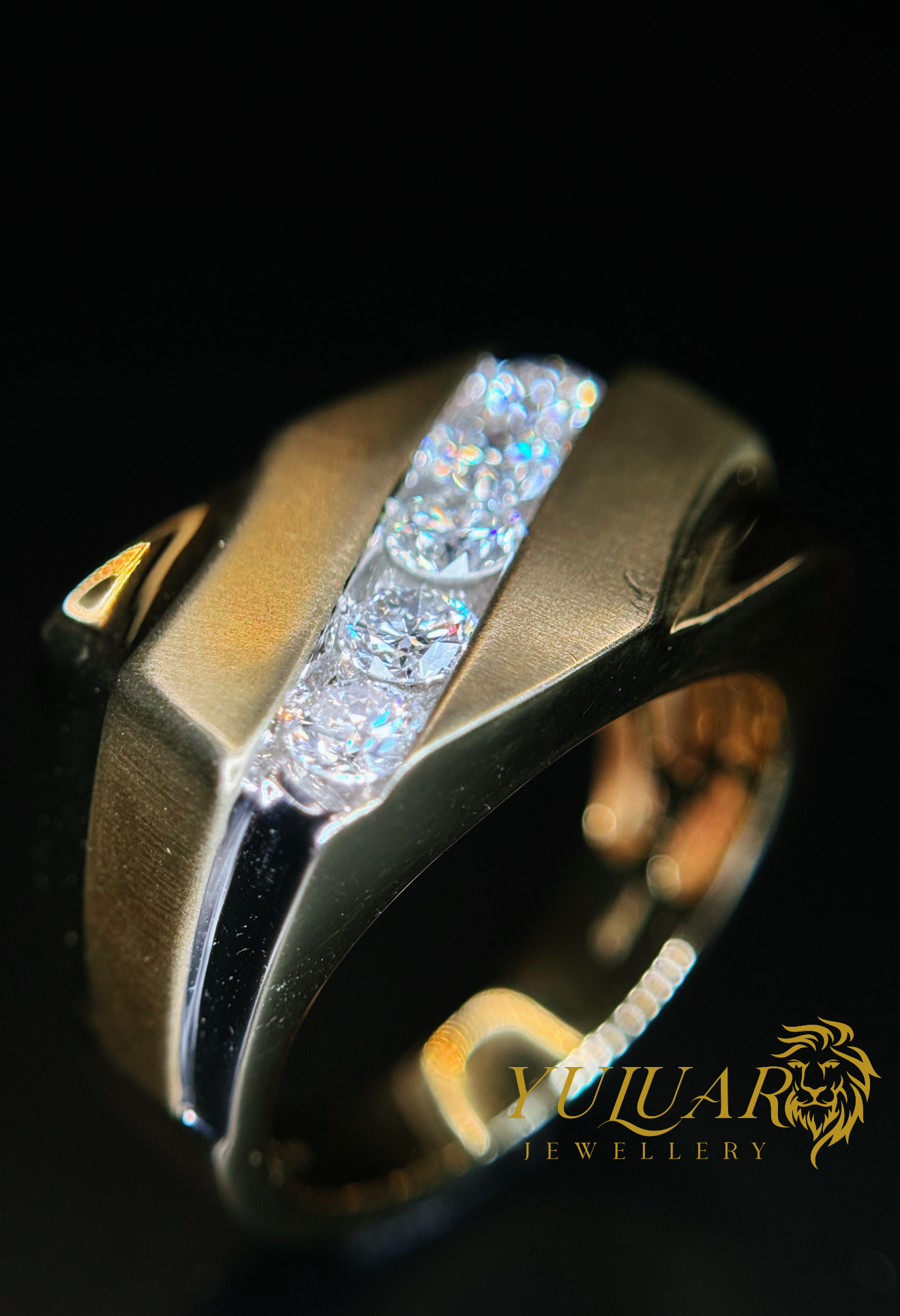 1.01 CT TW ROUND BRILLIANT CERTIFIED LAB-GROWN DIAMOND MEN'S RING IN 14K TWO TONES GOLD (G-H/VS)