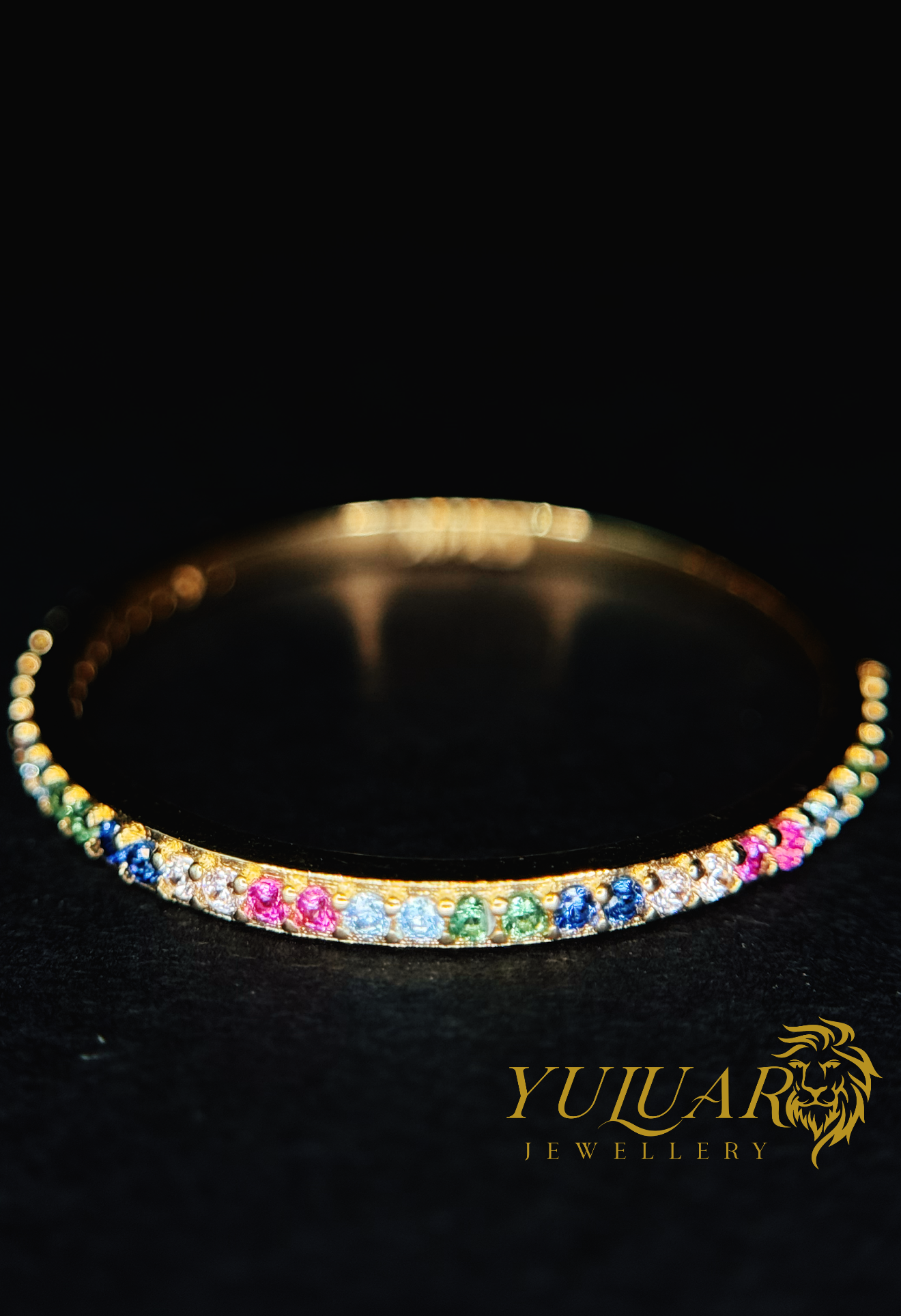 14K Half Eternity Multicoloured CZ Ring