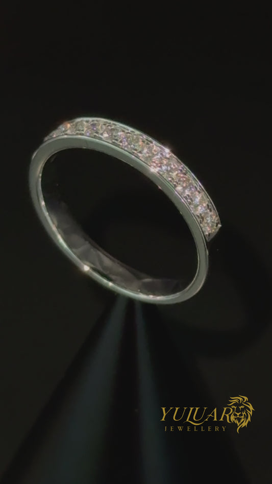 14K White Gold Channel-Set Natural Diamond Band 0.36 Carats